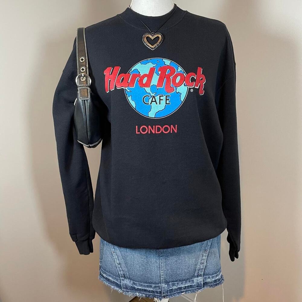 Hard Rock Cafe London Earth Black Large Crewneck Sweatshirt